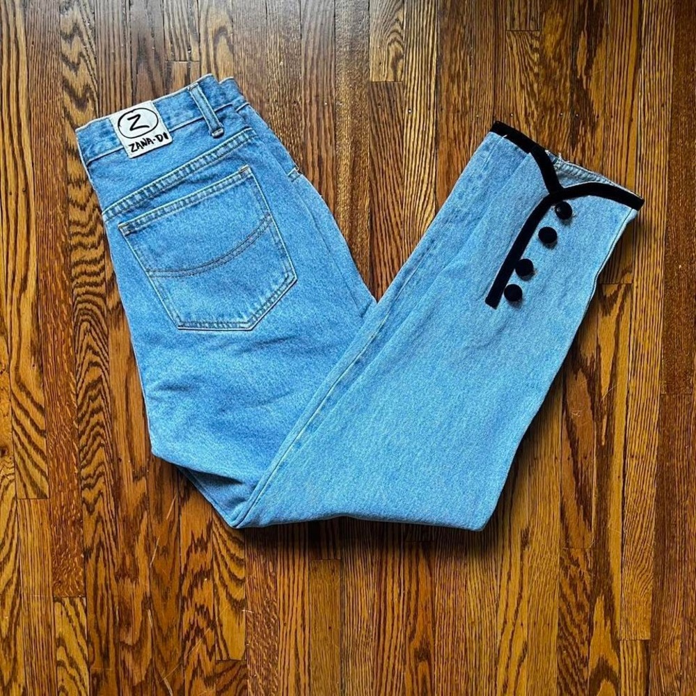 Light Blue ZANI-DI high-waisted straight-leg jeans